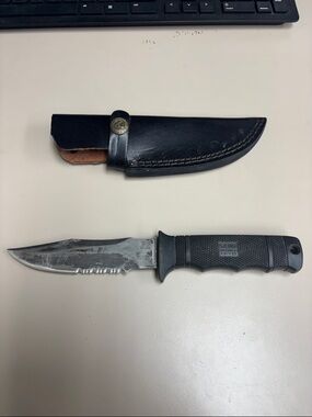 SOG Fixed Blade Knife with Leather Sheath - Black